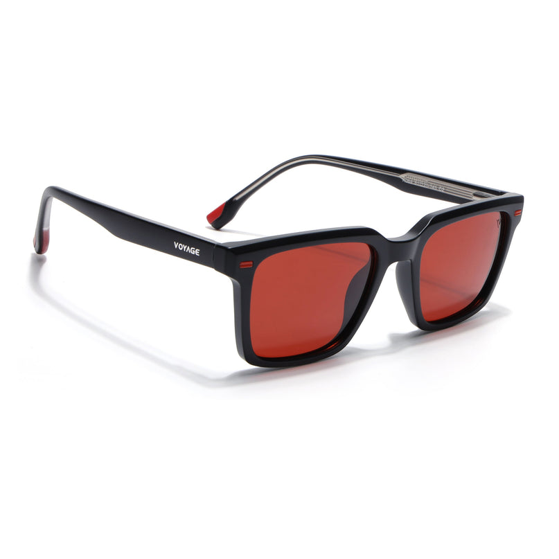 Wayfarer Polarized Sunglasses for Men & Women (Red Lens | Black Frame - PMG7856)