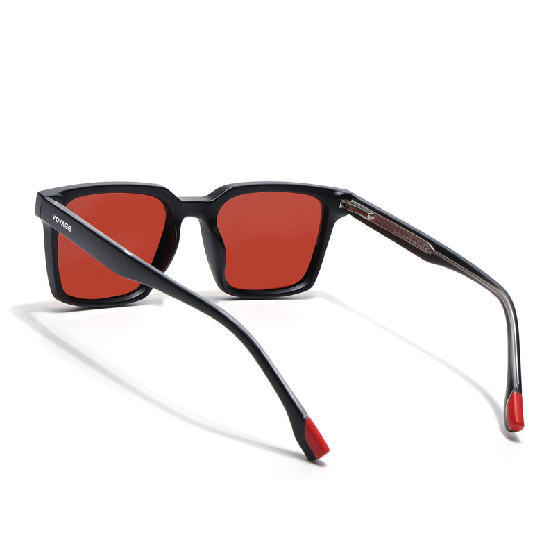 Wayfarer Polarized Sunglasses for Men & Women (Red Lens | Black Frame - PMG7856)