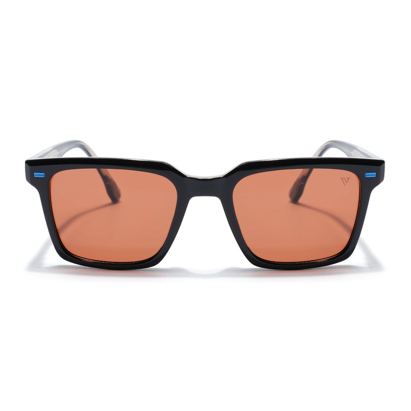 Wayfarer Polarized Sunglasses for Men & Women (Orange Lens | Black Frame - PMG7857)
