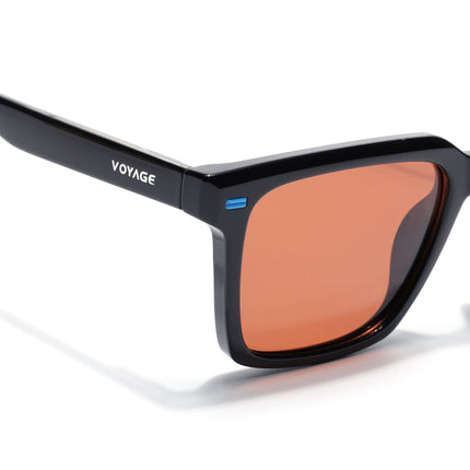 Wayfarer Polarized Sunglasses for Men & Women (Orange Lens | Black Frame - PMG7857)