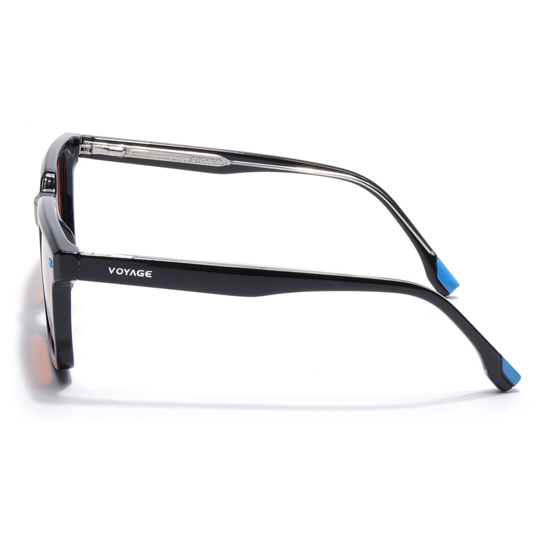 Wayfarer Polarized Sunglasses for Men & Women (Orange Lens | Black Frame - PMG7857)
