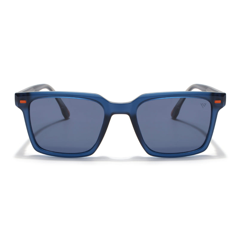Wayfarer Polarized Sunglasses for Men & Women (Blue Lens | Blue Frame - PMG7858)