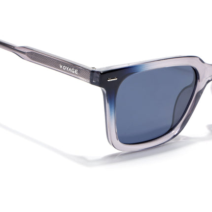 Wayfarer Polarized Sunglasses for Men & Women (Blue Lens | Dark Grey Frame - PMG7874)