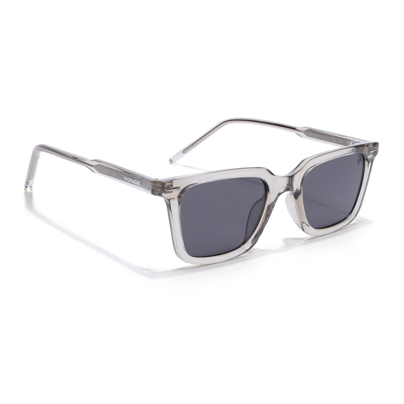 Wayfarer Polarized Sunglasses for Men & Women (Black Lens | Grey Frame - PMG7875)