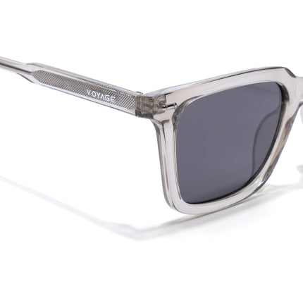 Wayfarer Polarized Sunglasses for Men & Women (Black Lens | Grey Frame - PMG7875)