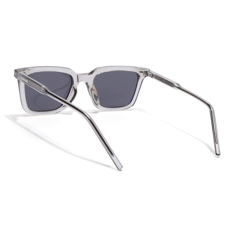 Wayfarer Polarized Sunglasses for Men & Women (Black Lens | Grey Frame - PMG7875)