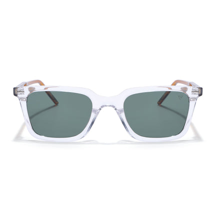 Wayfarer Polarized Sunglasses for Men & Women (Green Lens | Transparent Frame - PMG7877)