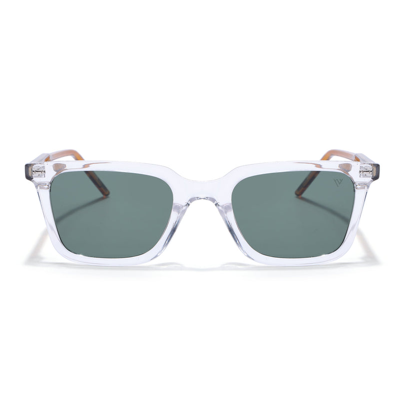 Wayfarer Polarized Sunglasses for Men & Women (Green Lens | Transparent Frame - PMG7877)