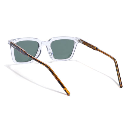 Wayfarer Polarized Sunglasses for Men & Women (Green Lens | Transparent Frame - PMG7877)