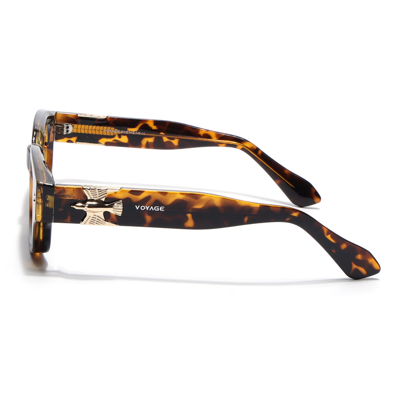Rectangle Polarized Sunglasses for Men & Women (Black Lens | Demi Brown Frame - PMG7850)