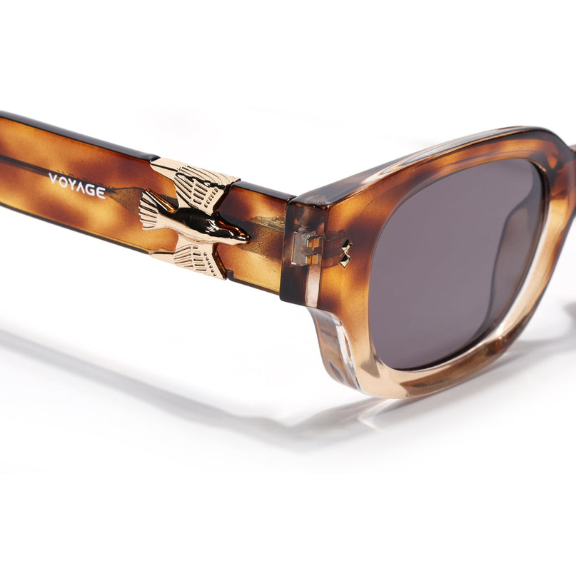Rectangle Polarized Sunglasses for Men & Women (Brown Lens | Brown Frame - PMG7851)