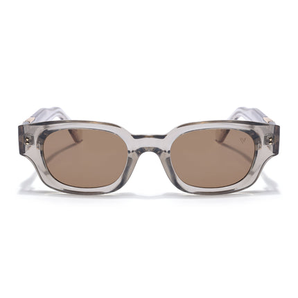 Rectangle Polarized Sunglasses for Men & Women (Brown Lens | Grey Frame - PMG7852)