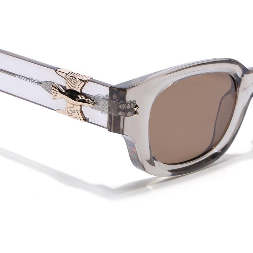 Rectangle Polarized Sunglasses for Men & Women (Brown Lens | Grey Frame - PMG7852)