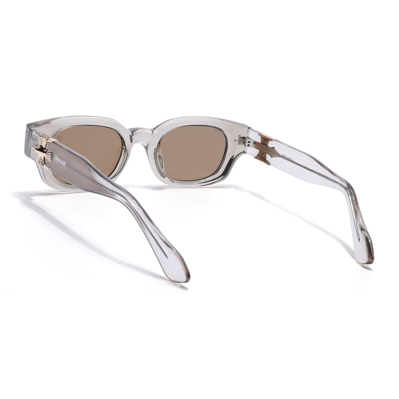 Rectangle Polarized Sunglasses for Men & Women (Brown Lens | Grey Frame - PMG7852)