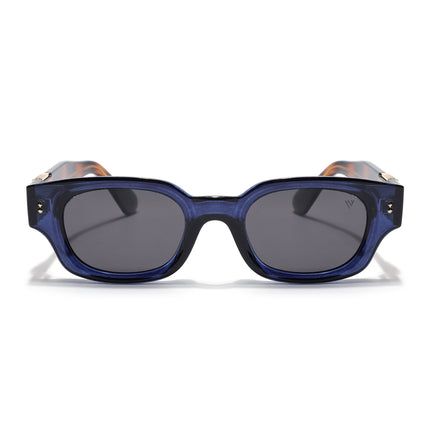 Rectangle Polarized Sunglasses for Men & Women (Black Lens | Blue Frame - PMG7853)