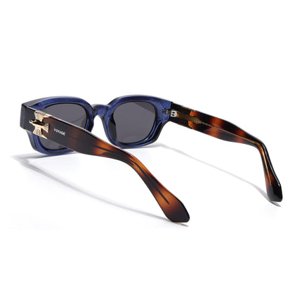 Rectangle Polarized Sunglasses for Men & Women (Black Lens | Blue Frame - PMG7853)