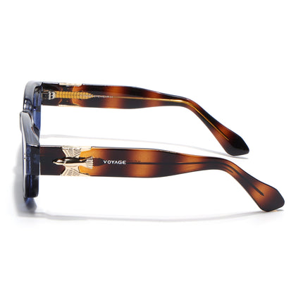 Rectangle Polarized Sunglasses for Men & Women (Black Lens | Blue Frame - PMG7853)