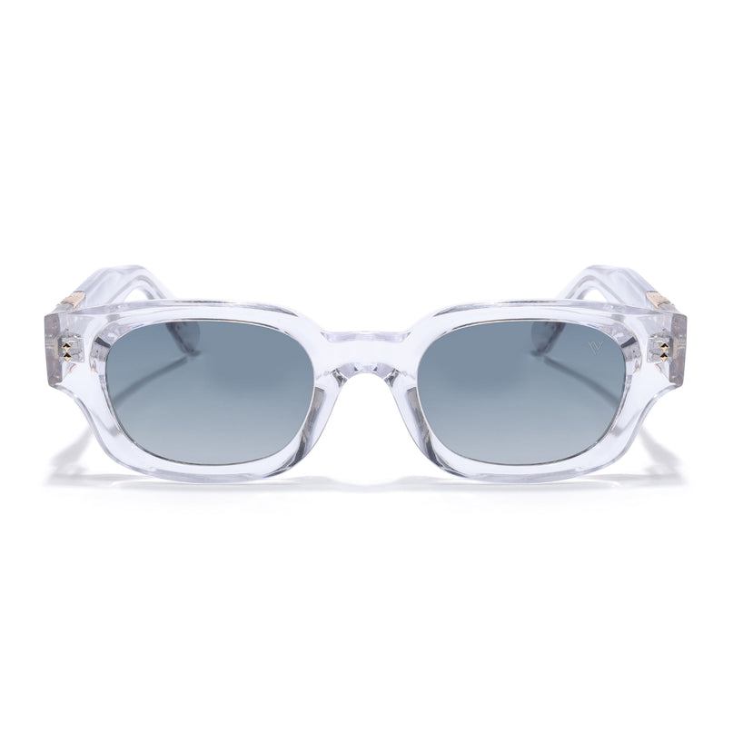 Rectangle Polarized Sunglasses for Men & Women (Green Lens | Transparent Frame - PMG7854)