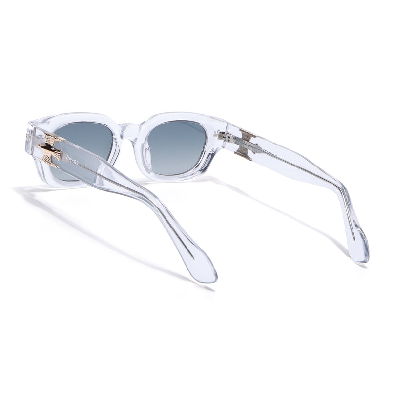 Rectangle Polarized Sunglasses for Men & Women (Green Lens | Transparent Frame - PMG7854)