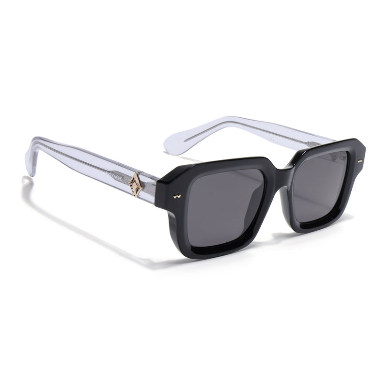 Square Polarized Sunglasses for Men & Women (Black Lens | Black Frame - PMG7965)