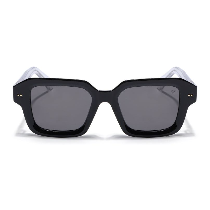 Square Polarized Sunglasses for Men & Women (Black Lens | Black Frame - PMG7965)