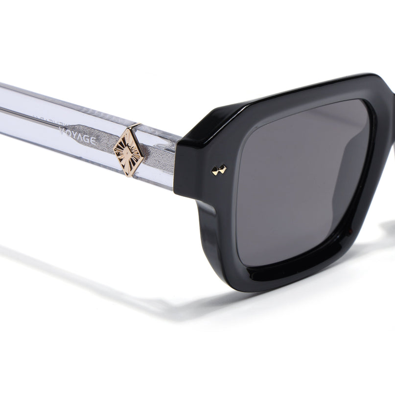 Square Polarized Sunglasses for Men & Women (Black Lens | Black Frame - PMG7965)