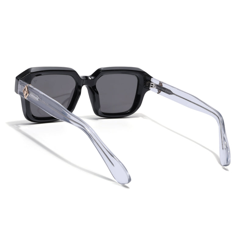 Square Polarized Sunglasses for Men & Women (Black Lens | Black Frame - PMG7965)