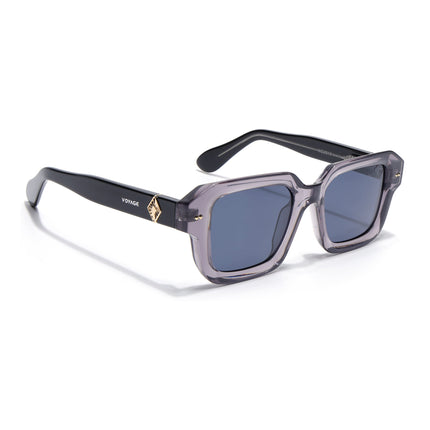 Square Polarized Sunglasses for Men & Women (Grey Lens | Grey Frame - PMG7966)