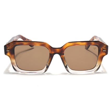 Square Polarized Sunglasses for Men & Women (Brown Lens | Demi Brown Frame - PMG7967)
