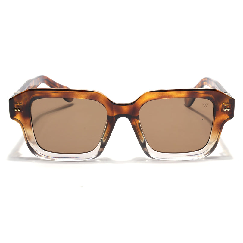 Square Polarized Sunglasses for Men & Women (Brown Lens | Demi Brown Frame - PMG7967)
