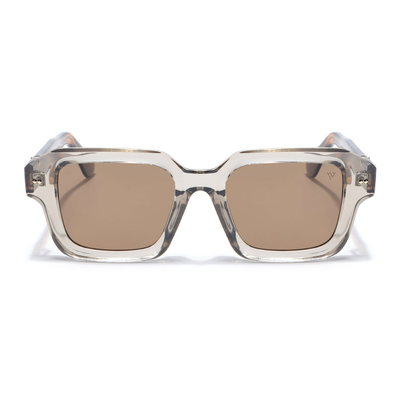 Square Polarized Sunglasses for Men & Women (Brown Lens | Brown Frame - PMG7968)