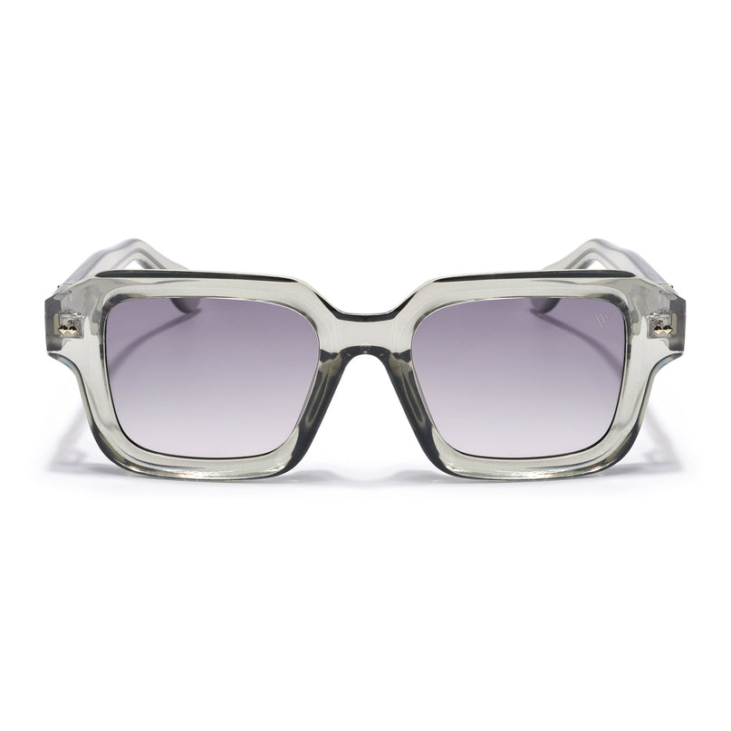 Square Polarized Sunglasses for Men & Women (Black Lens | Green Frame - PMG7969)