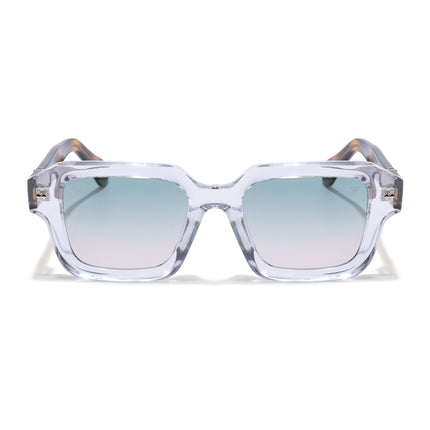 Square Polarized Sunglasses for Men & Women (Olive Lens | Transparent Frame - PMG7970)