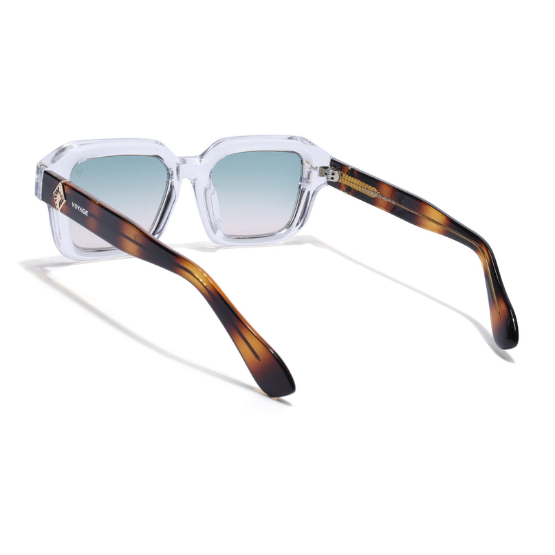 Square Polarized Sunglasses for Men & Women (Olive Lens | Transparent Frame - PMG7970)