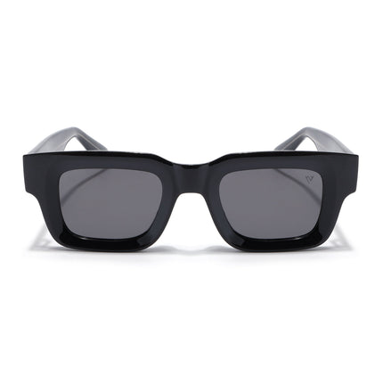 Rectangle Polarized Sunglasses for Men & Women (Black Lens | Black Frame - PMG7953)