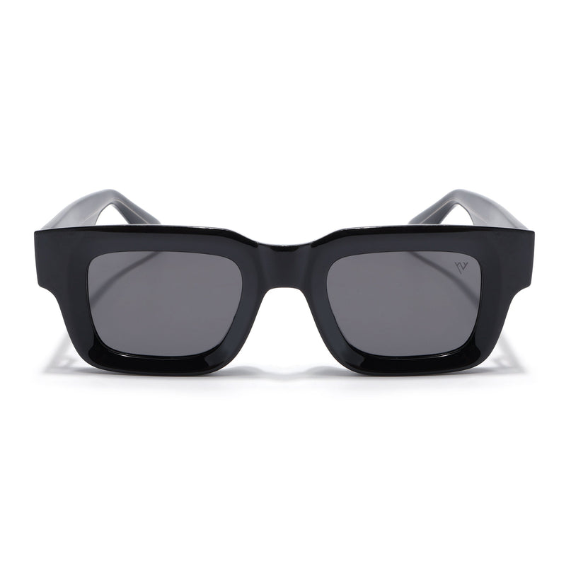 Rectangle Polarized Sunglasses for Men & Women (Black Lens | Black Frame - PMG7953)