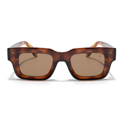 Rectangle Polarized Sunglasses for Men & Women (Brown Lens | Brown Frame - PMG7956)