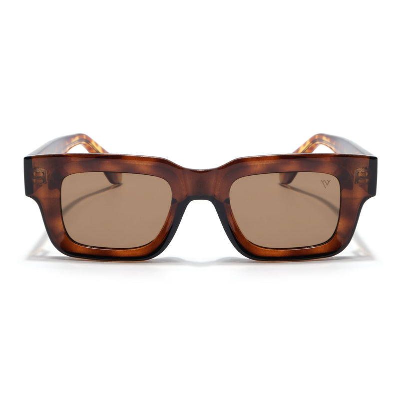 Rectangle Polarized Sunglasses for Men & Women (Brown Lens | Brown Frame - PMG7956)