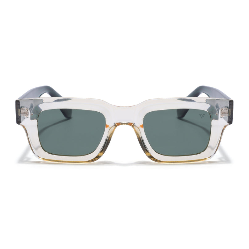 Rectangle Polarized Sunglasses for Men & Women (Green Lens | Light Brown Frame - PMG7957)