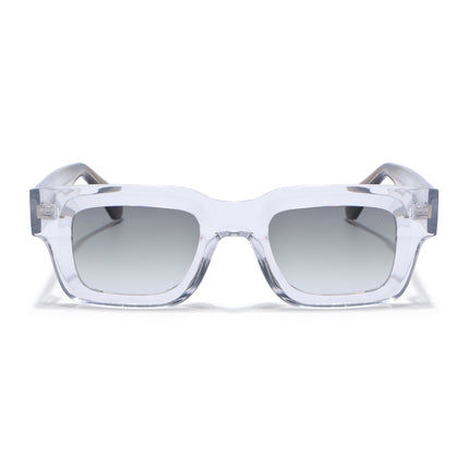Rectangle Polarized Sunglasses for Men & Women (Olive Lens | Transparent Frame - PMG7958)