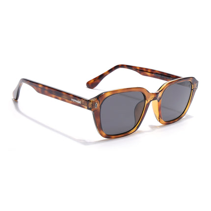 Wayfarer Polarized Sunglasses for Men & Women (Black Lens | Demi Brown Frame - PMG7908)