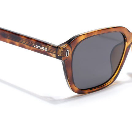 Wayfarer Polarized Sunglasses for Men & Women (Black Lens | Demi Brown Frame - PMG7908)