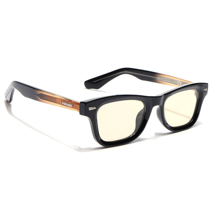 Wayfarer Polarized Sunglasses for Men & Women (Light Brown Lens | Black Frame - PMG7884)