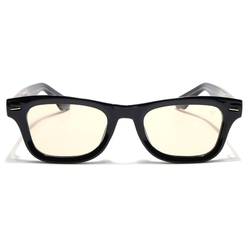 Wayfarer Polarized Sunglasses for Men & Women (Light Brown Lens | Black Frame - PMG7884)