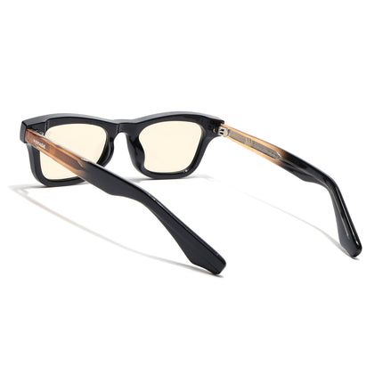 Wayfarer Polarized Sunglasses for Men & Women (Light Brown Lens | Black Frame - PMG7884)