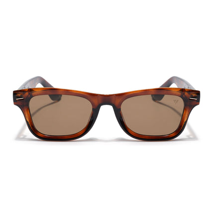 Wayfarer Polarized Sunglasses for Men & Women (Brown Lens | Demi Brown Frame - PMG7885)