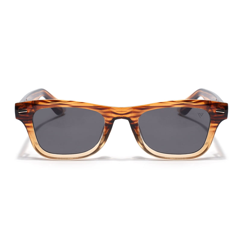 Wayfarer Polarized Sunglasses for Men & Women (Black Lens | Brown Frame - PMG7886)