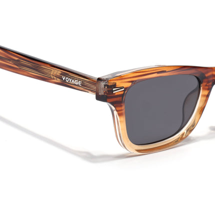 Wayfarer Polarized Sunglasses for Men & Women (Black Lens | Brown Frame - PMG7886)