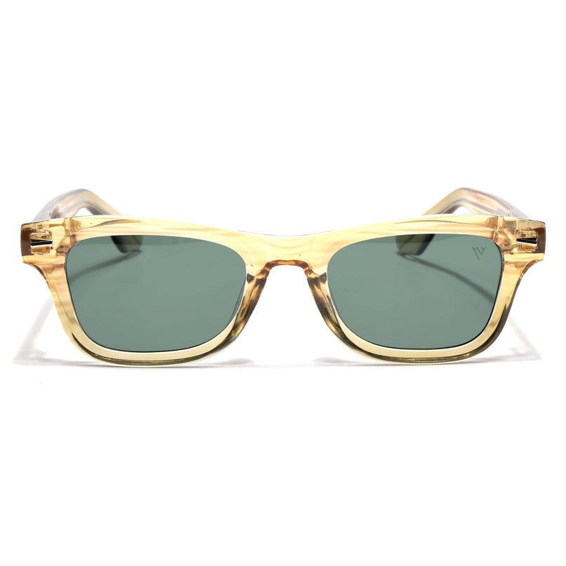 Wayfarer Polarized Sunglasses for Men & Women (Green Lens | Light Brown Frame - PMG7887)