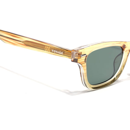 Wayfarer Polarized Sunglasses for Men & Women (Green Lens | Light Brown Frame - PMG7887)
